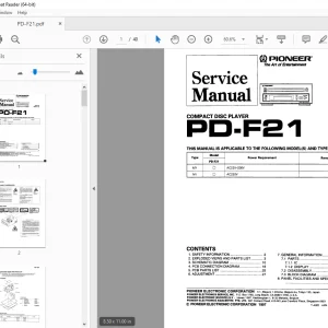 Pioneer PD-F21 COMPACT DISC PLAYER Service Manual -PDF DOWNLOAD
