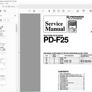 Pioneer PD-F25 FILE-TYPE CD PLAYER SERVICE MANUAL - PDF DOWNLOAD