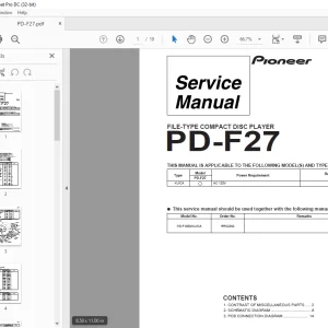 Pioneer PD-F27 FILE-TYPE COMPACT DISC PLAYER SERVICE MANUAL - PDF DOWNLOAD