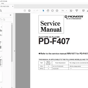 Pioneer PD-F407 FILE-TYPE CD PLAYER SERVICE MANUAL - PDF DOWNLOAD