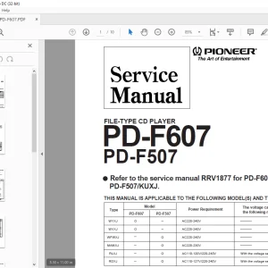 Pioneer PD-F607 PD-F507 FILE-TYPE CD PLAYER SERVICE MANUAL - PDF