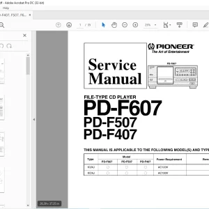 Pioneer PD-F607 PD-F507 PD-F407 FILE-TYPE CD PLAYER SERVICE MANUAL - PDF