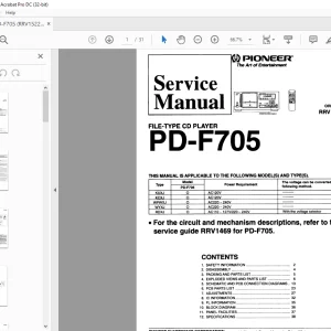 Pioneer PD-F705 FILE-TYPE CD PLAYER SERVICE MANUAL - PDF