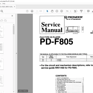 Pioneer PD-F805 FILE-TYPE CD PLAYER SERVICE MANUAL - PDF DOWNLOAD