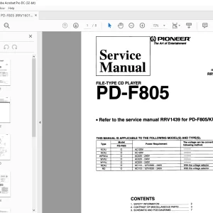 Pioneer PD-F805 FILE-TYPE CD PLAYER SERVICE MANUAL - PDF DOWNLOAD