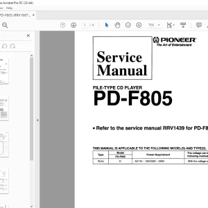 Pioneer PD-F805 FILE-TYPE CD PLAYER SERVICE MANUAL - PDF DOWNLOAD