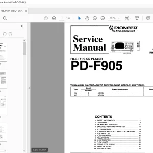 Pioneer PD-F905 FILE-TYPE CD PLAYER SERVICE MANUAL  - PDF DOWNLOAD