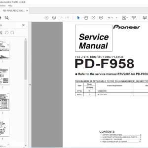 Pioneer PD-F958 FILE-TYPE COMPACT DISC PLAYER SERVICE MANUAL - PDF DOWNLOAD