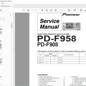 Pioneer PD-F958 PD-F908 FILE-TYPE COMPACT DISC PLAYER SERVICE MANUAL - PDF