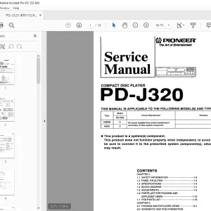 Pioneer PD-J320 COMPACT DISC PLAYER SERVICE MANUAL - PDF
