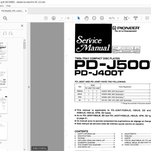 Pioneer PD-J500T PD-J400T TWIN-TRAY COMPACT DISC PLAYER SERVICE MANUAL - PDF