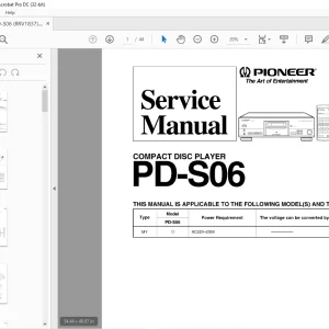 Pioneer PD-S06 COMPACT DISC PLAYER SERVICE MANUAL - PDF
