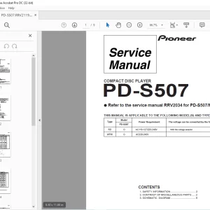 Pioneer PD-S507 COMPACT DISC PLAYER SERVICE MANUAL - PDF DOWNLOAD