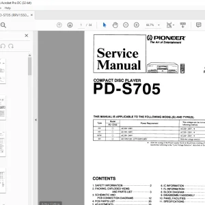 Pioneer PD-S705 COMPACT DISC PLAYER SERVICE MANUAL - PDF DOWNLOAD
