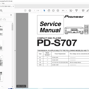 Pioneer PD-S707 COMPACT DISC PLAYER SERVICE MANUAL - PDF DOWNLOAD