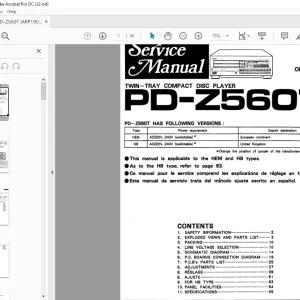 Pioneer PD-Z560T TWIN-TRAY COMPACT DISC PLAYER SERVICE MANUAL - PDF