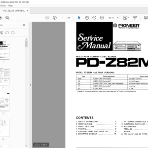 Pioneer PD-Z82M MULTI-PLAY COMPACT DISC PLAYER SERVICE MANUAL - PDF
