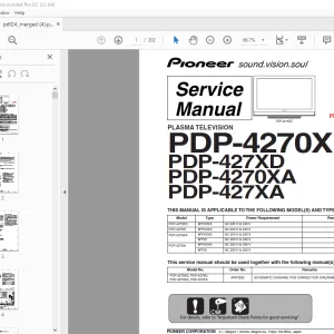 Pioneer PDP-4270XD PDP-427XD PDP-4270XA PDP-427XA  SERVICE MANUAL - PDF