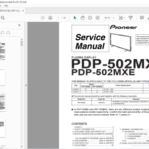 Pioneer PDP-502MX PDP-502MXE PLASAMA DISPALY SERVICE MANUAL - PDF