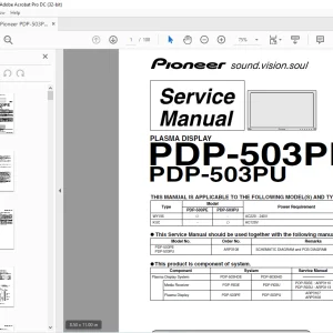 Pioneer PDP-503PE PDP-503PU PLASAMA DISPALY SERVICE MANUAL - PDF