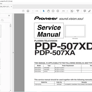 Pioneer PDP-507XD PDP-507XA PLASAMA TELEVISION SERVICE MANUAL - PDF