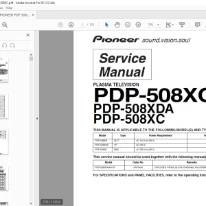 Pioneer PDP-508XG PDP-508XDA PDP-508XC PLASAMA TELEVISION SERVICE MANUAL - PDF