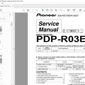 Pioneer PDP-R03E MEDIA RECEIVER SERVICE MANUAL - PDF DOWNLOAD