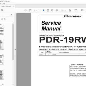 Pioneer PDR-19RW COMPACT DISC RECORDER SERVICE MANUAL - PDF