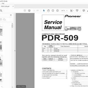 Pioneer PDR-509 COMPACT DISC RECORDER SERVICE MANUAL - PDF