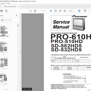 Pioneer PRO-610HD PRO-510HD SD-582HD5 SD-532HD5 SERVICE MANUAL - PDF