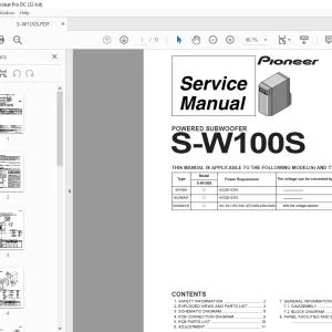 Pioneer S-W100S POWERED SUBWOOFER SERVICE MANUAL - PDF DOWNLOAD