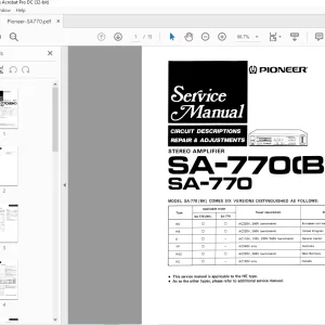 Pioneer SA-770(BK) SA-770 STEREO AMPLIFIER SERVICE MANUAL - PDF DOWNLOAD