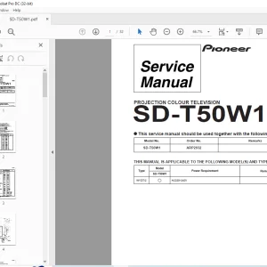 Pioneer SD-T50W1 PROJECTION COLOUR TELEVISION SERVICE MANUAL - PDF