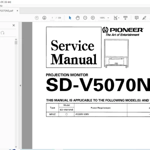 Pioneer SD-V5070NE PROJECTION MONITOR SERVICE MANUAL - PDF DOWNLOAD