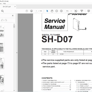 Pioneer SH-D07 DIGITAL TV TUNER SERVICE MANUAL - PDF DOWNLOAD