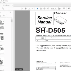 Pioneer SH-D505 DIGITAL TUNER SERVICE MANUAL - PDF DOWNLOAD
