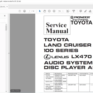 Pioneer TOYOTA LAND CRUISER 100 SERIES LX470 AUDIO SYSTEM DISC PLAYER ASSY Service Manual - PDF DOWNLOAD
