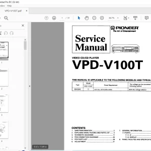 Pioneer VPD-V100T VIDEO CD/CD PALYER SERVICE MANUAL - PDF DOWNLOAD