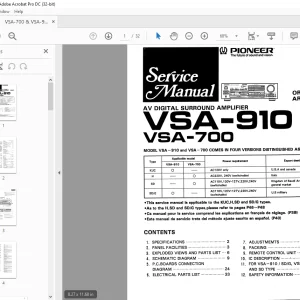 Pioneer VSA-910 VSA-700 AV DIGITAL SURROUND AMPLIFIER SERVICE MANUAL - PDF