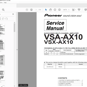 Pioneer VSA-AX10 VSX-AX10 AUDIO/VIDEO MULTI-CHANNEL AMPLIFIER SERVICE MANUAL - PDF