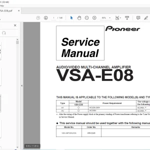 Pioneer VSA-E08 AUDIO/VIDEO MULTI-CHANNEL AMPLIFIER SERVICE MANUAL - PDF