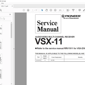 Pioneer VSX-11 AUDIO/VIDEO MULTI-CHANNEL RECEIVER SERVICE MANUAL - PDF