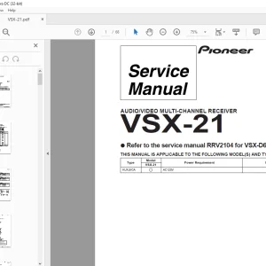 Pioneer VSX-21 AUDIO/VIDEO MULTI-CHANNEL RECEIVER SERVICE MANUAL - PDF