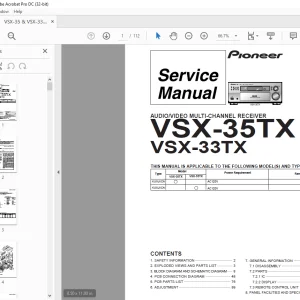 Pioneer VSX-35TX VSX-33TX AUDIO/VIDEO MULTI-CHANNEL RECEIVER SERVICE MANUAL - PDF