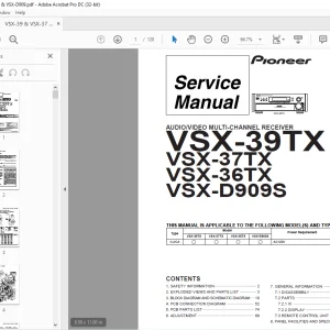 Pioneer VSX-39TX VSX-37TX VSX-36TX VSX-D909S AUDIO/VIDEO MULTI-CHANNEL RECEIVER SERVICE MANUAL - PDF