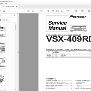 Pioneer VSX-409RDS AUDIO/VIDEO MULTI-CHANNEL RECEIVER SERVICE MANUAL - PDF