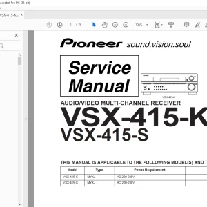 Pioneer VSX-415-K VSX-415-S AUDIO/VIDEO MULTI-CHANNEL RECEIVER SERVICE MANUAL - PDF