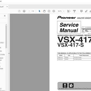 Pioneer VSX-417-K VSX-417-S AUDIO/VIDEO MULTI-CHANNEL RECEIVER SERVICE MANUAL - PDF