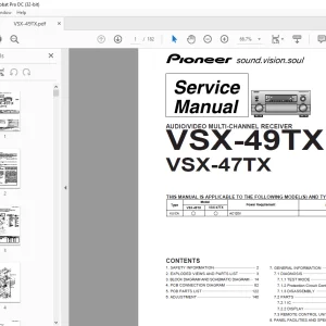 Pioneer VSX-49TX VSX-47TX AUDIO/VIDEO MULTI-CHANNEL RECEIVER SERVICE MANUAL - PDF