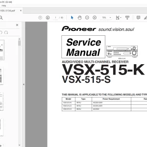Pioneer VSX-515-K VSX-515-S AUDIO/VIDEO MULTI-CHANNEL RECEIVER SERVICE MANUAL - PDF